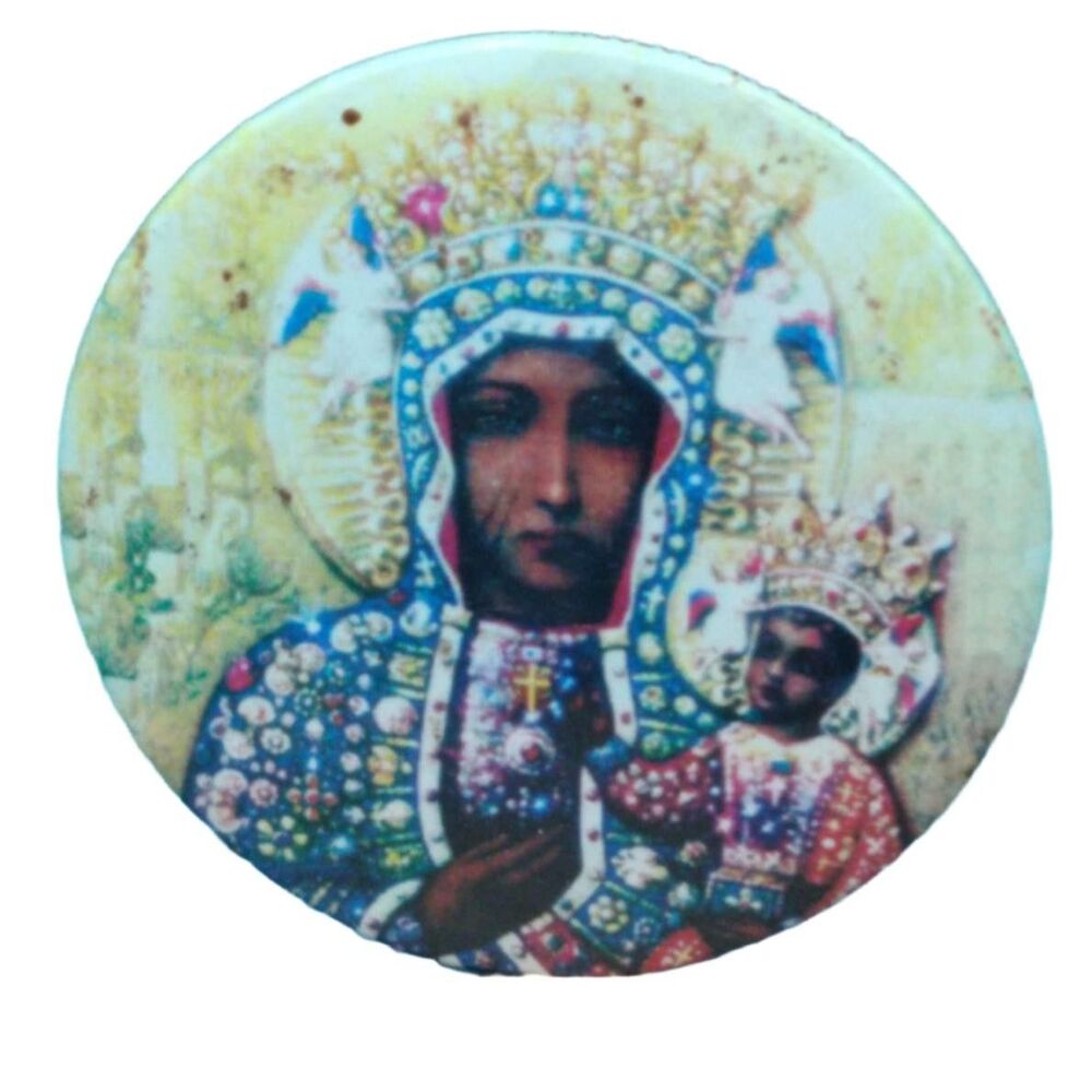 Black Madonna Czestochowa Icon Pin Multi-Color Religious Devotion